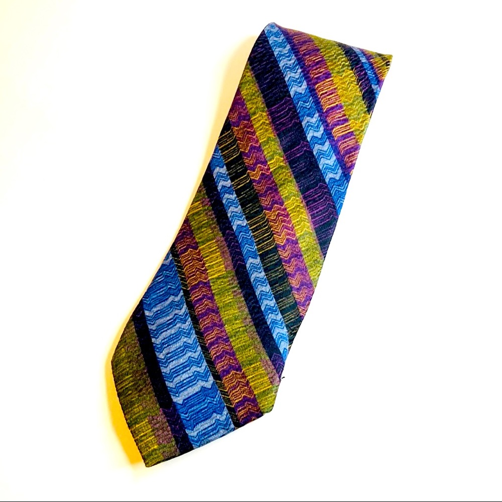 Purple Blue Olive Green Tie Shawn Barnes Men’s - Picture 2 of 11